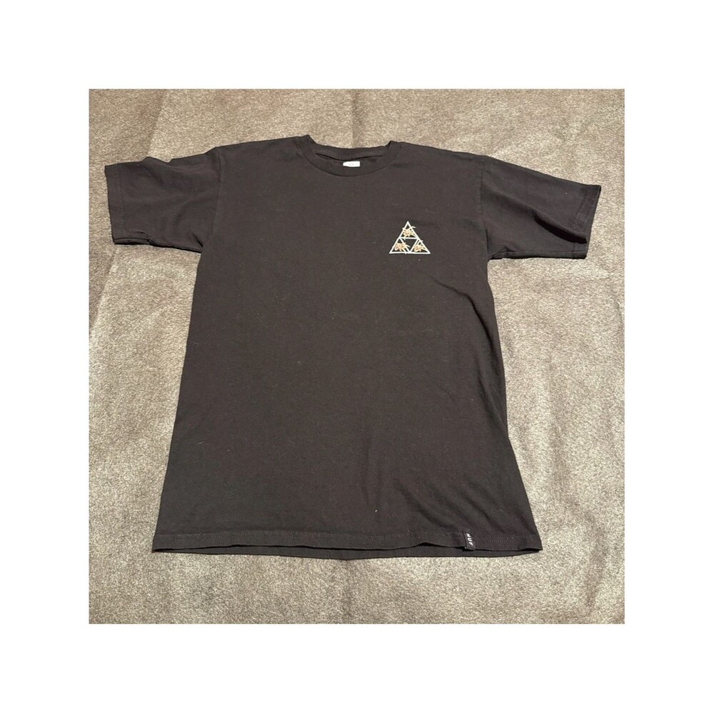 HUF Black Short-Sleeve Tee triple triangle Small Chest Graphic made in Mexico